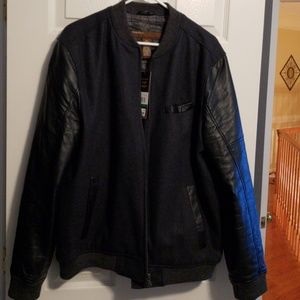 Mens perry ellis bomber jacket black wool